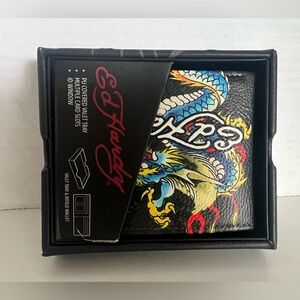 Ed Hardy Dragon Print Bifold Wallet in Gift Box NWT